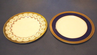 A 19th Century Mintons plates with gilt banding and floral decoration and 1 other with blue and gilt banding