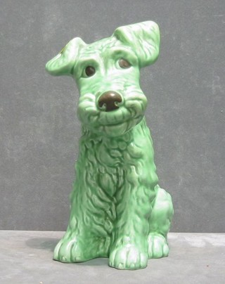 A Sylvac figure of a seated dog, base impressed 1379 (chip and crack to base) 8" and a small brown do. 4"