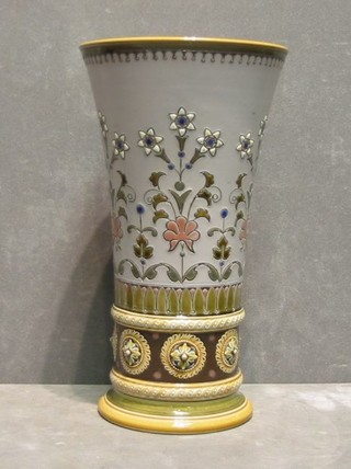 A Mettlach waisted pottery vase, the base impressed Mettlach 1541, 8"