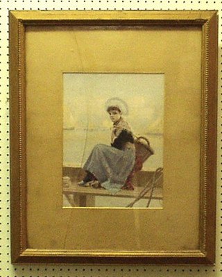 Caffieri, watercolour drawing "Seated Venetian Girl" 13" x 10"