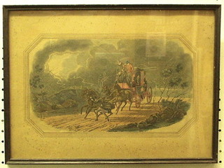 A 19th Century coloured coaching print "The Thunder Storm" 6" x 12"