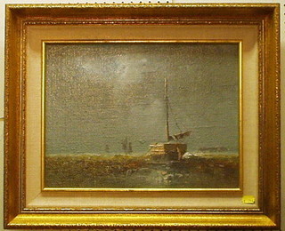 Ritter, oil painting on canvas, impressionist study "Boat" 12" x 15"