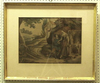 An 18th Century French coloured print "Juipuis A La Fontuni" 12" x 16"