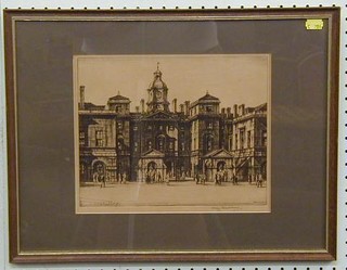Henry Rushbury, a dry point etching "Horseguards Whitehall 1947" 9" x 11" signed in the margin