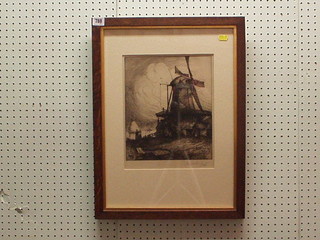 B Howarth, an engraving of a "Windmill" 11" x 9" signed in the margin 