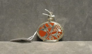 An enamelled and silver scent bottle 2 1/2"
