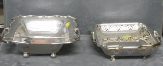 A silver plated cake basket with swing handle and 1 other (2)