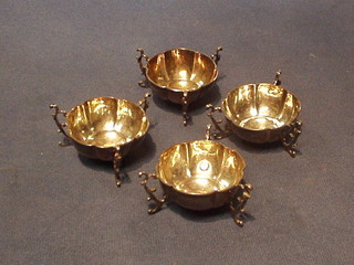 4 Edwardian silver 3 handled salts