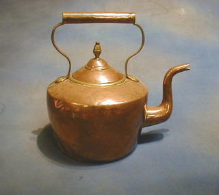 A large Victorian copper kettle with acorn finial