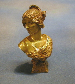 G Coukay, a 19th Century French Art Nouveau gilt bronze head and shoulder bust of a lady "Fleur d'Egypte" 7" high