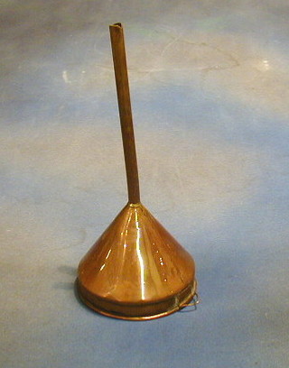 A copper beer funnel