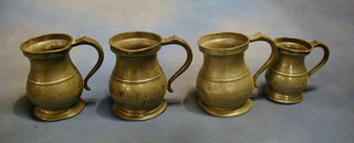 3 Victorian baluster shaped quart measures and a George V pint measure