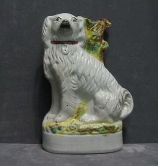 A Staffordshire figure of a Spaniel/spill vase 12"