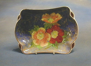 A Royal Doulton rectangular dish decorated flower, the base marked Royal Doulton D62278098, 9"