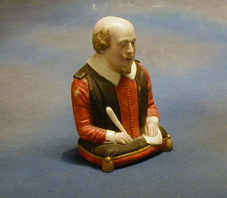 A biscuit porcelain head and shoulders portrait bust of William Shakespeare 8" 