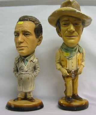 A pair of plaster figures "Humphrey Bogart and John Wayne" 17"