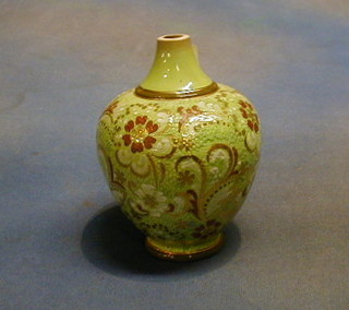 A Doulton Slater green glazed vase with floral decoration, the base impressed Doulton & Slater, Royal Doulton 3034 F, 6" (reduced in height) 