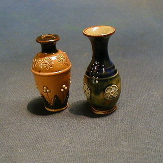 A miniature Doulton & Slater vase, the base impressed 3704 3" and a miniature Doulton vase, base impressed 7793 3"