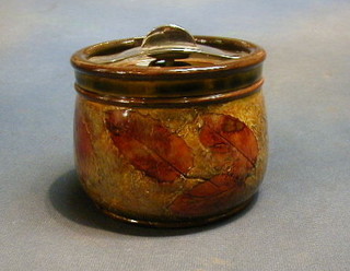 A Royal Doulton Autumn leaf pattern tobacco jar, the base marked Royal Doulton 8531 patent no. 194168 4"