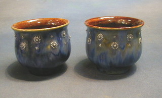 A pair of Royal Doulton small jardinieres, the bases impressed 195EBW 4"