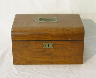 A Victorian D shaped walnutwood trinket box with hinged lid 10"