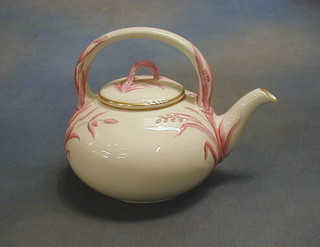 A 19th Century Copeland porcelain teapot with pink ears of corn decoration