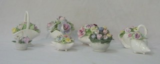 6 pottery napkin rings, 3 Royal Doulton floral posys and 5 others