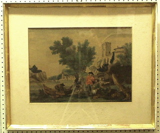 An 18th Century French coloured print "Bayonne" 12" x 16"