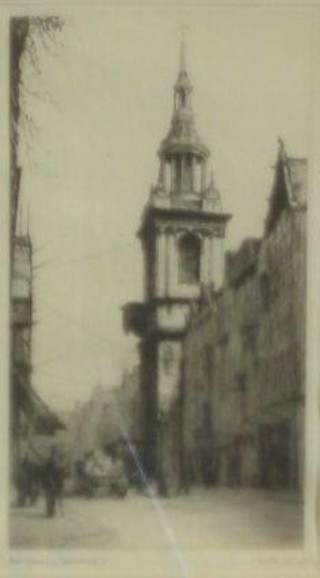 Dorothy Sweet, an etching "Bow Church Cheapside" 10" x 6"