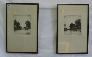 John Fullwood, a pair of etchings "On the Thames at Shepperton" and "The Thames at Lakeham" 8" x 7"