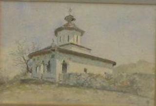 A Continental watercolour drawing "Church" 6" x 9" indistinctly signed