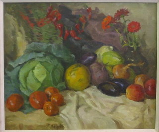 Petro Magro, oil painting on canvas, still life study "Fruit" 19" x 23"