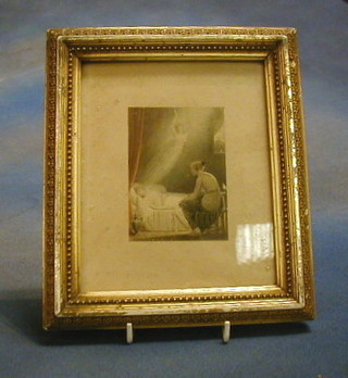 A 19th Century sentimental coloured print 4" x 3"