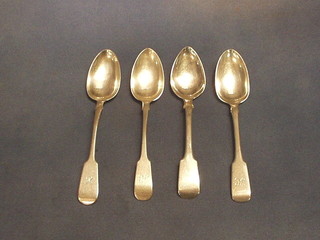 4 silver Old English pattern table spoons, London 1821, London 1845, Chester 1828 and Sheffield 1899, 8 ozs