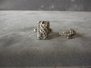 2 lady's marcasite set dress rings