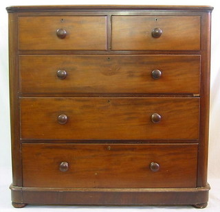 A Victorian mahogany D shaped chest of 2 short and 3 long drawers, 47"