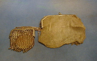 A lady's silver plated evening bag and 1 other