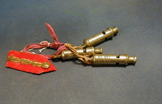 A General's ebroidered epaulette, a City Police or Fire Whistle and 2 Metropolitan pattern whistles