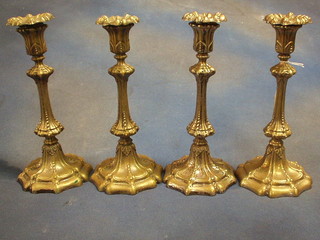 A set of 4 Victorian silver plated candlesticks 10 1/2"