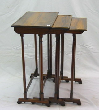 A nest of 3 19th Century  "Gonzalo Alvez" interfitting coffee tables 21"