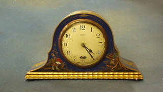 An SEC smiths electric bedroom timepiece contained in arched blue lacquered chinoiserie case