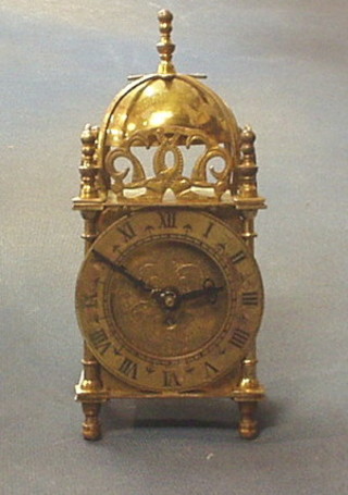 A Smiths reproduction 17th Century style brass lantern clock with Roman numerals 7"