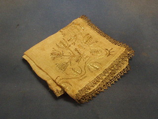A late 19th Century Ottoman panel with embroidered "gold" wire decoration