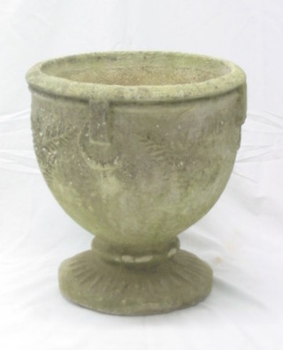 A  circular garden urn of goblet form, the body cast grapes 18"
