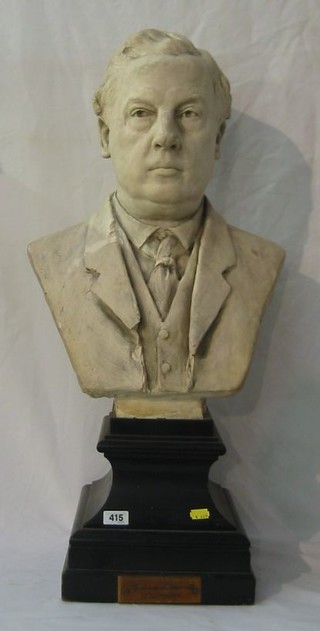 A head and shoulders plaster bust of a gentleman 21"