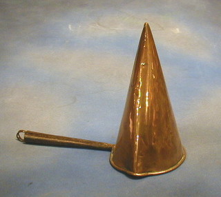 An 18th Century copper ale warmer with iron handle