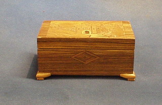 A treen box decorated Reigate Castle