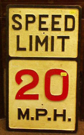 An aluminium speed limit sign 20mph, 21" x 12"