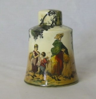 A Royal Doulton seriesware flask decorated The Gardeners, base marked Royal Doulton Old England The Gleaners (lid cracked)  5 1/2"
