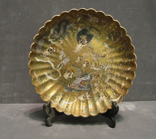 A fine quality 19th Century Japanese Satsuma circular porcelain dish decorated court figures the base with 11 character mark, 8"